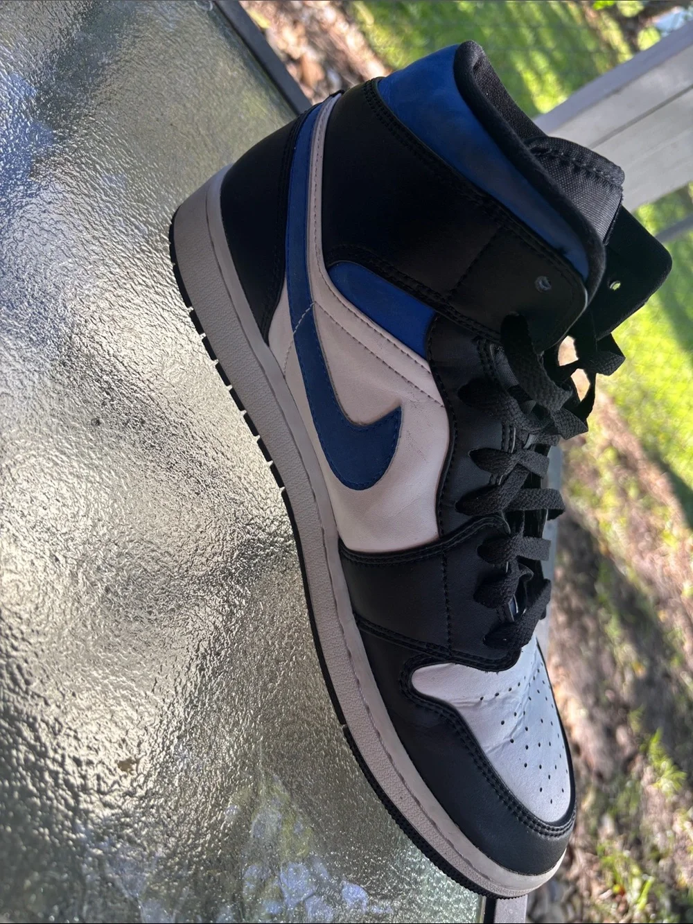 Air Jordan 1 Mid Racer Blue Black White Men’s Size 12 554724-140
